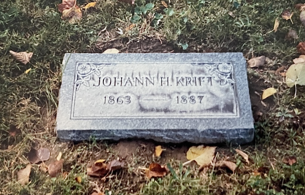 Johann H. Krift's gravemarker, St. John’s Cemetery