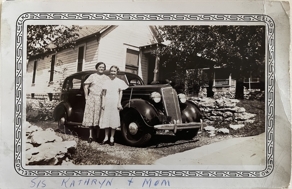 Kathryn and her mother, Annie Hibbeler in front of Kathryn’s house  on Bristow Avenue in Kansas City, Kansas, c. 1936-1938.